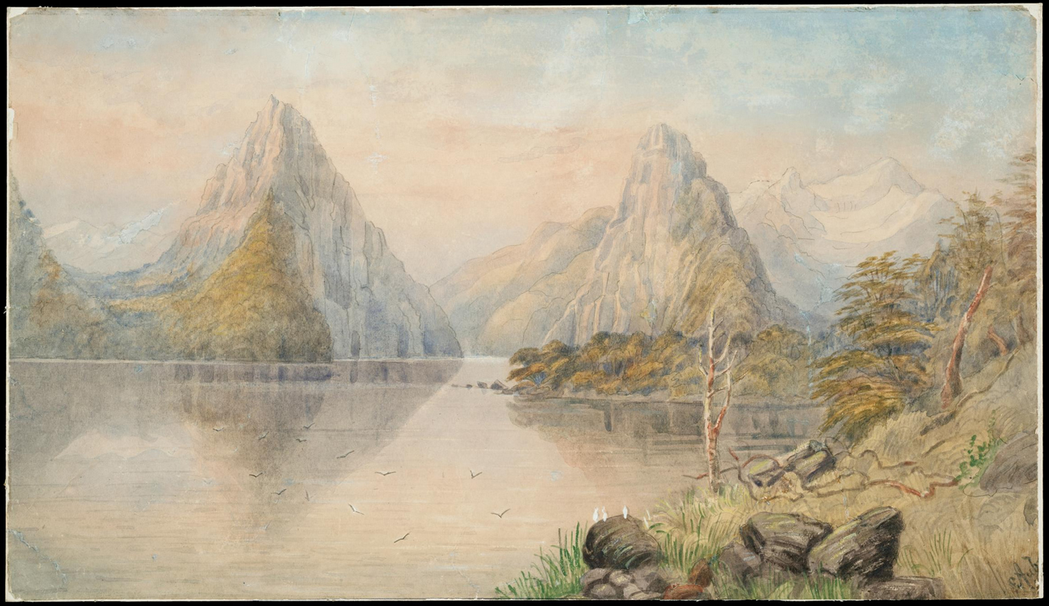 a painting of a canyon