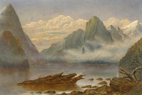 a large mountain in the background